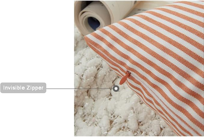HOPLEE Orange Throw Pillow Covers 18x18 Farmhouse Cushion Cover with Buffalo Plaid, Solid Orange, Striped and Gingham Plaid Design 18x18 inch,4 Pack