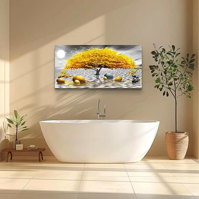 Wall decorations for living room Canvas Wall Art for bedroom Abstract wall decor Black and white Canvas Art Yellow tree paintings bathroom Home Decoration Hang Pictures Office large Wall Artworks