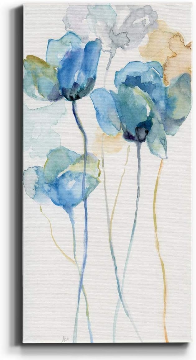 Renditions Gallery Canvas Floral Wall Art Home Paintings & Prints Colorful Stem Wildflowers Modern Glam Botanical Romantic Canvas Decorations for Bedroom Office Kitchen - 8"x16" LT43