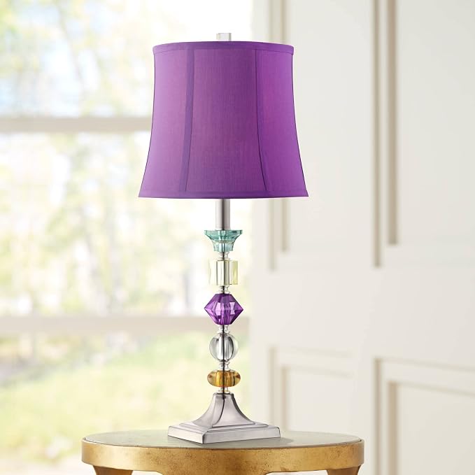 Bijoux 25 1/2" High Brushed Nickel Table Lamps Set of 2 Stacked Acrylic Gem