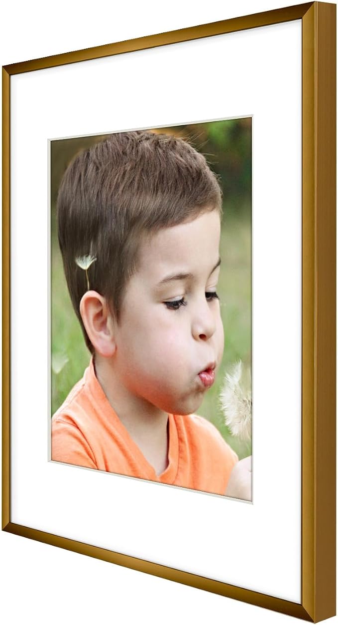 Frametory 2 Pack 11x14 Aluminum Frame with Mat for 8x10 Photo, Bronze