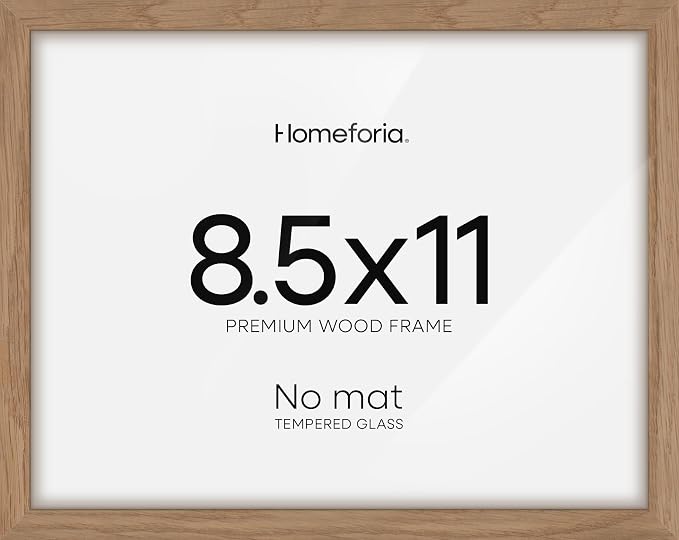 Homeforia 8.5x11 Natural Oak Diploma Frame, High-End Wood, Glass