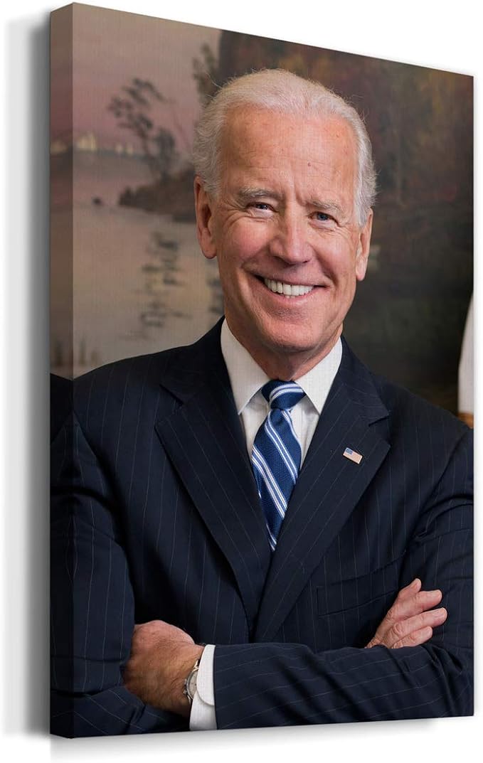 Renditions Gallery Joe Biden Presidental Portrait Wall Art, Premium Gallery Wrapped Canvas Decor, Ready to Hang, 27 in H x 16 in W, Made in America Print
