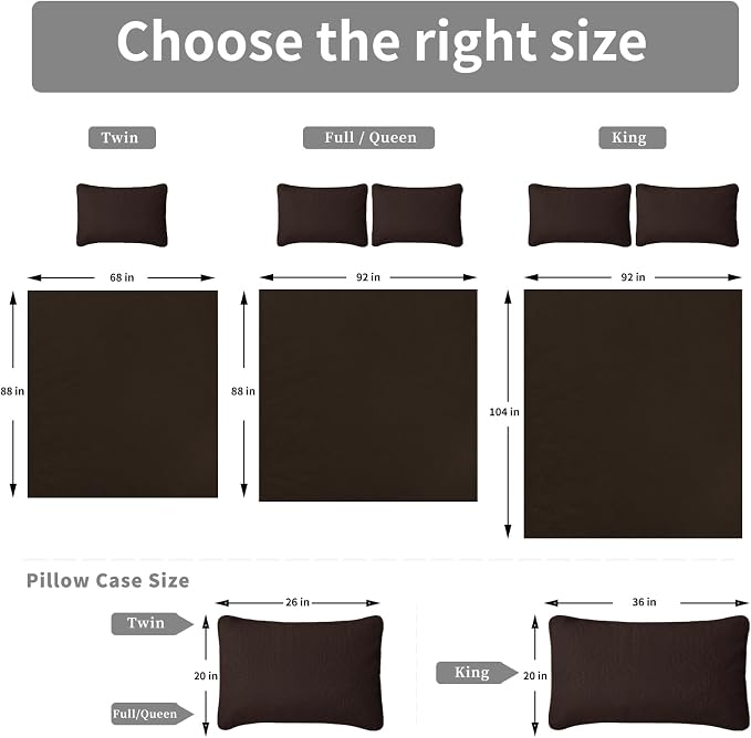 Easy-Going Reversible Quilt Set King, Bedspread with 2 Shams | Olive leaf-Chocolate/Beige, Lightweight Microfiber Bed Comforter, 1 Quilt + 2 Pillow Shams, All-Season Coverlets for Bedroom