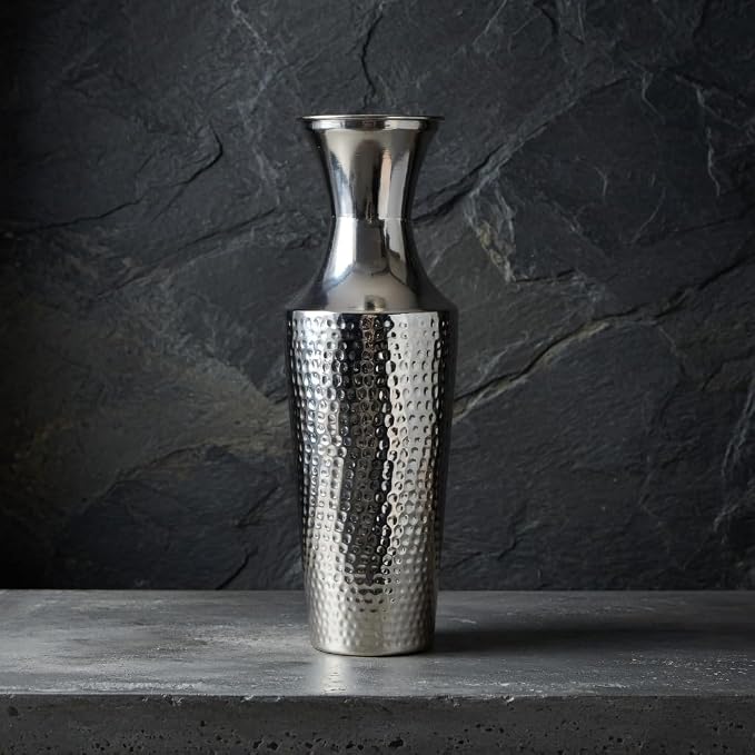 Hosley 18 Inch High Silver Color Metal Floor Vase. Ideal for Dried Flowers Gift for Floral Arrangements Wedding Home Spa Votive Candle Gardens P9
