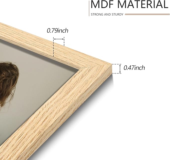 YESKAY 11x14 Picture Frame Set of 9, Photo Gallery Wall Frame Set, Display Pictures 8x10 with Mat or 11 x 14 Without Mat, Multi Photo Frames for Wall Mounting or Table Top Display, Natural Oak