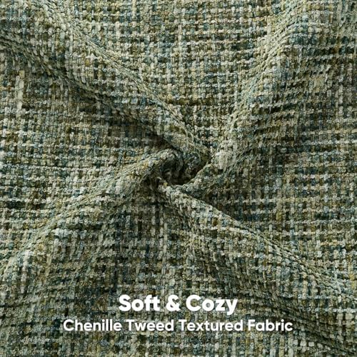 HAUSSY Pack of 2 Chenille Tweed Throw Pillow Covers 26x26 Inch, Dark Green