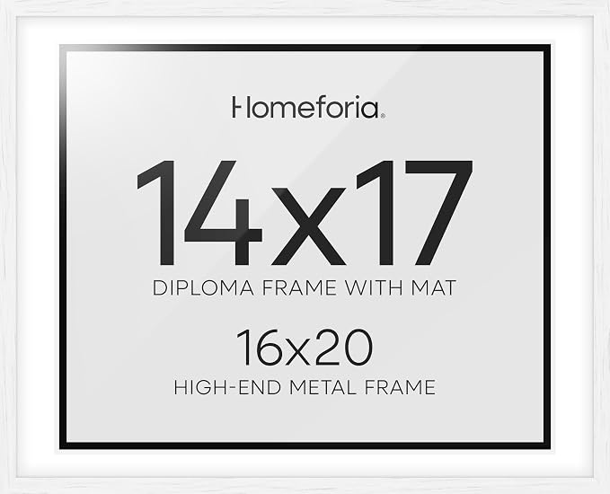 Homeforia 16x20 Black Oak Diploma Frame, High-End Wood, 14x17 Mat, Glass