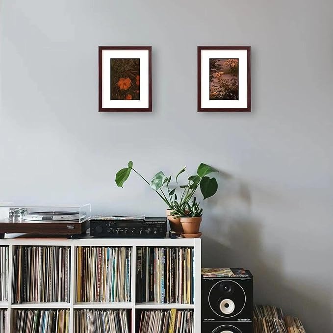 VIOLABBEY 4x6 Picture Frame Deep Brown Set of 2 with Real Glass Front