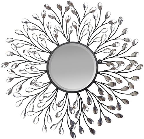 Lulu Decor, Decorative Crystal Metal Vine Wall Mirror, 24" Beveled Wall Mounted Mirror (L72MC)