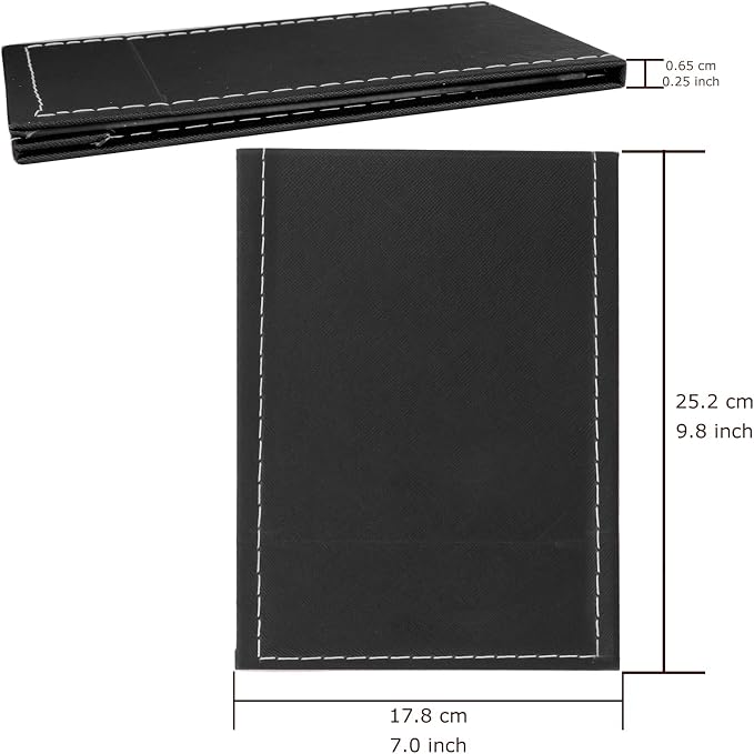 7x10 Inches Makeup Mirror, Portable PU Leather Folding Desktop Vanity Mirror with Adjustable Stand for Vanity Table, Office, Travel (L, Black)