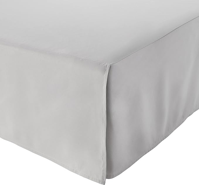 Amazon Basics Lightweight Pleated Bed Skirt, Machine Washable, Wrinkle and Fade Resistant, Full, Light Grey