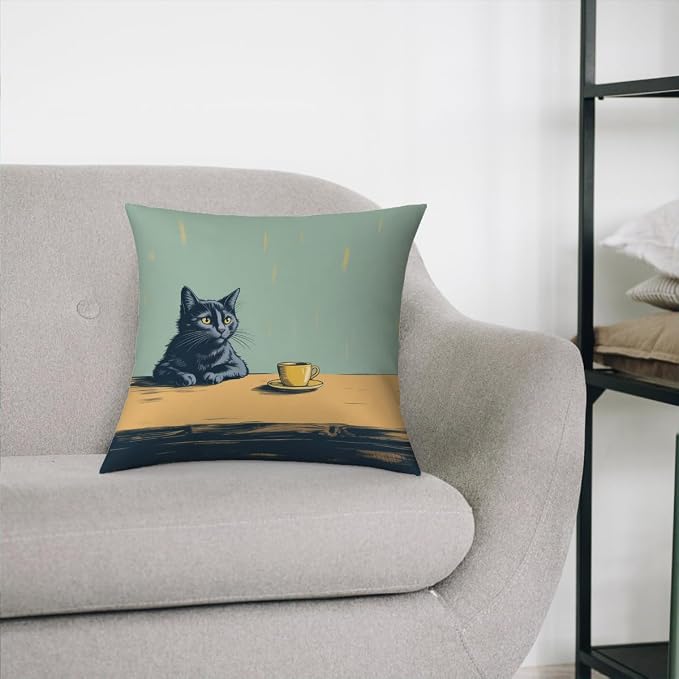 Fokongna Healed Cat Throw Pillow Covers 18 x 18 Home Decor, Art Deco Pillowcase Cushion Cover for Bed Sofa Living Room, Indoor and Outdoor use