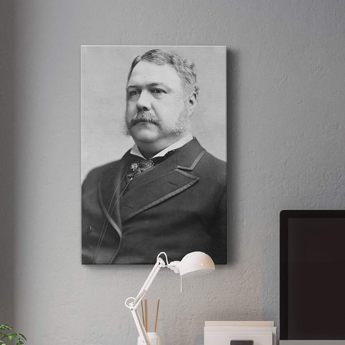 Renditions Gallery Chester A. Arthur Presidental Portrait Wall Art, Premium Gallery Wrapped Canvas Decor, Ready to Hang, 60 in H x 40 in W, Made in America Print