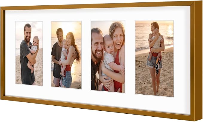 Golden State Art 8x20 Collage Frame w/Mat for 4 4x6 Photos Bronze 2 Pack