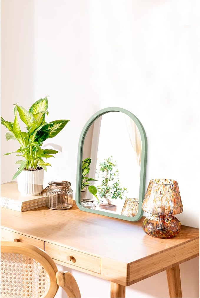 Arch Mirror Wooden Framed Vintage Rustic Farmhouse Vanity Mirrors Decor Bathroom Bedroom Entryway Hallway Living Room New Home 14"×10"