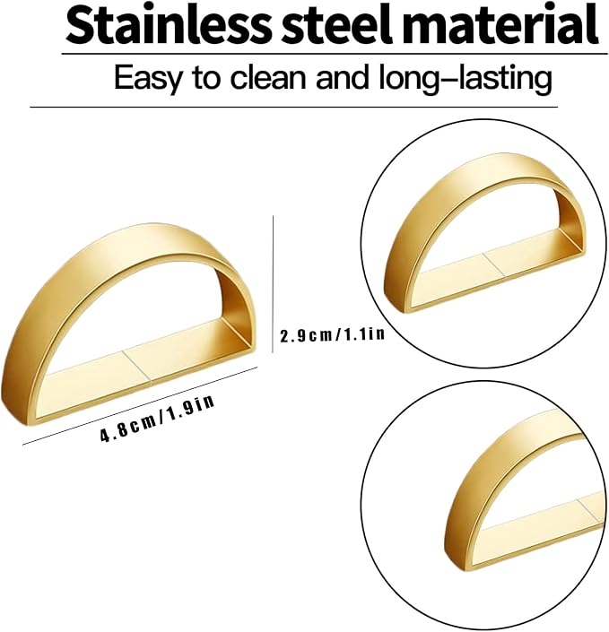 16 Pcs Matt Gold Napkin Rings - Metal Napkin Ring(Semicircle) | Stainless Steel Napkin Rings for Table Settings Wedding Christmas Party Dinner Table