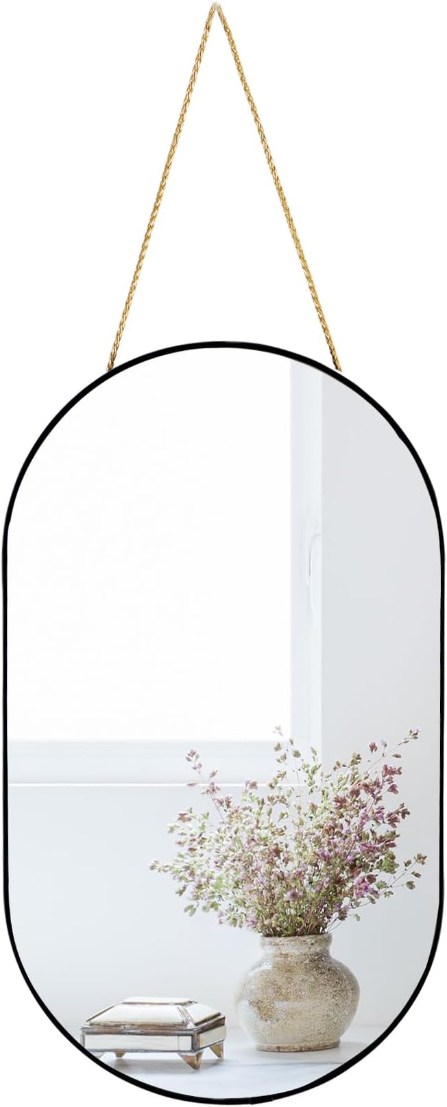 YCHMIR Oval Wall Mirror, Gold, Oval Shape, for Bathrooms and More (Black, 16x9.2 inch)