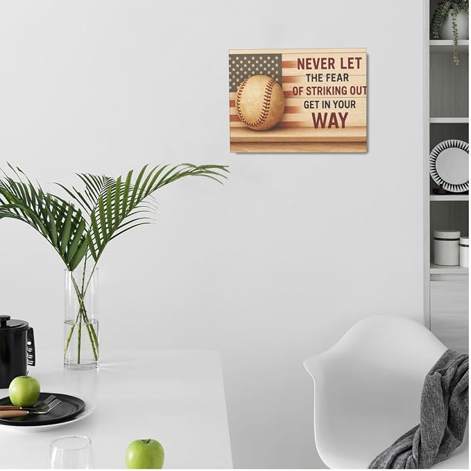 Baseball Wall Art Baseball Wall Decor Sports Pictures Motivational Quotes Canvas Prints Painting Artwork Inspirational Decoration for Boys Bedroom Playroom Framed Kids Teen Gifts 12"x16"
