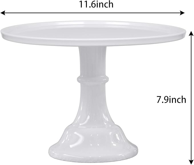 11-Inch Round Melamine Cake Stand, White Single-Tier Dessert Display Stand for Cakes, Cupcakes and Party Table Decor