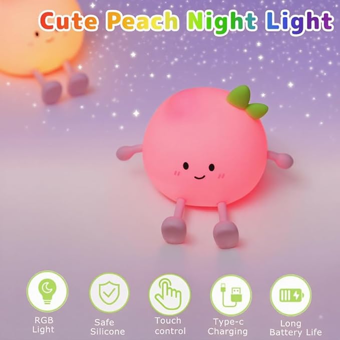 Peach Silicone Dimmable Sleeping and Decoration Nightlight