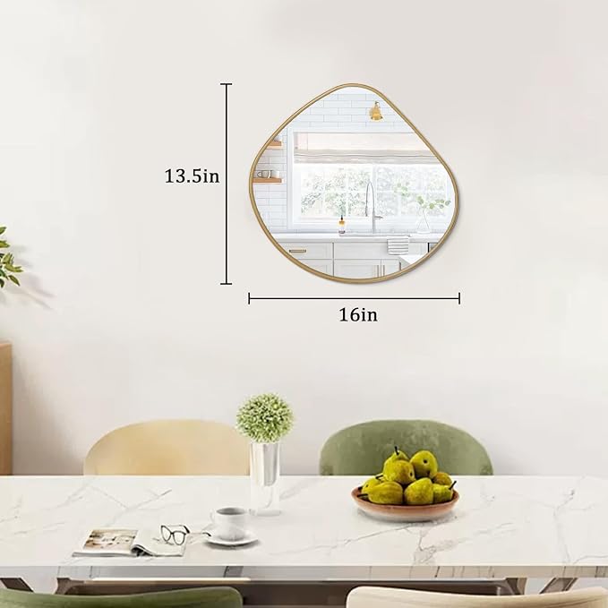 AOAOPQ Irregular Wall Small Gold Framed Mirror for Bathroom Accent Wall Modern Rectangle Mirror for Vanity