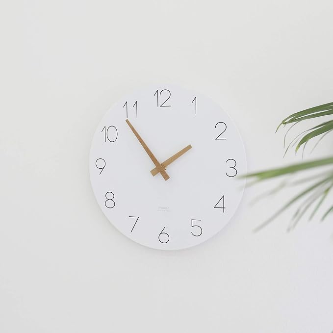 mooas Flatwood Wall Clock, 12" Analog Wall Clock, Silent Non-Ticking | Modern Wall Clocks Battery Operated for Office, Home, Bathroom, Kitchen, Bedroom, School, Living Room