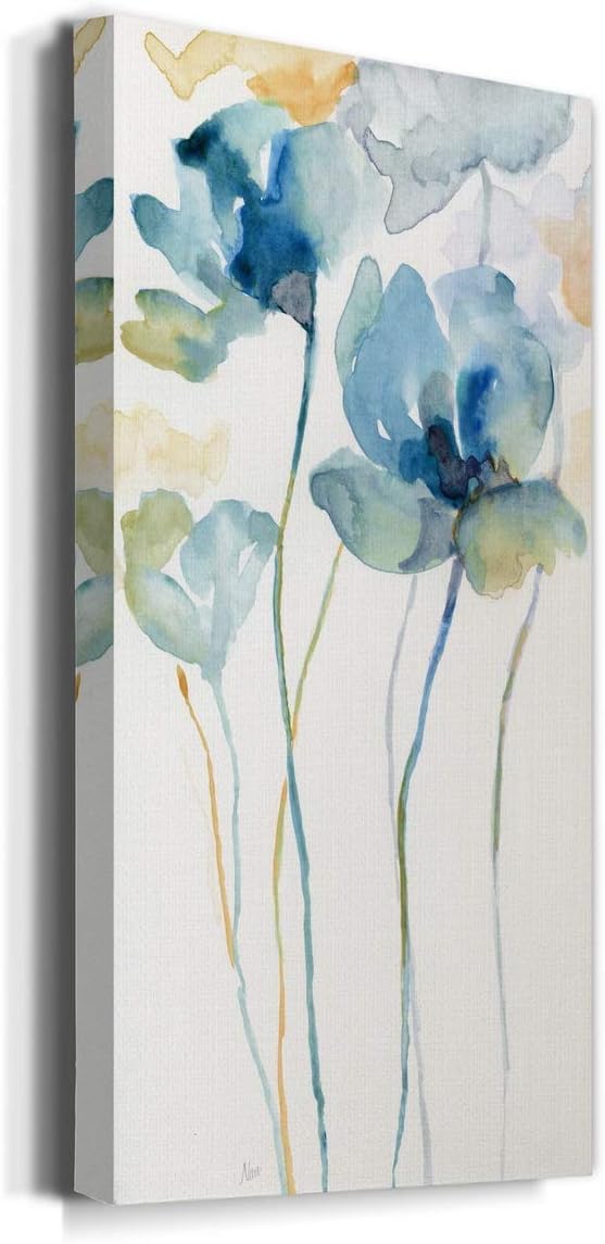 Renditions Gallery Canvas Floral Wall Art Modern Paintings Decorations Colorful Stem Wildflowers Botanical Romantic Wall Hanging Canvas Artwork for Bedroom Office Kitchen - 20"x40" LT43