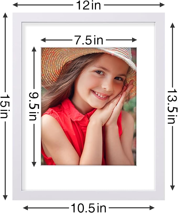 Vittanly 11x14 Picture Frames Set of 9 for Wall Mounting, White | Display Pictures 8x10 with Mat or 11x14 without Mat, Engineered Wood with Shatter Resistant Plexiglass, Gallery Photo Frames