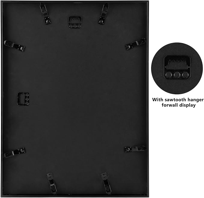 Frametory 12x16 Black Aluminum Metal Picture Frame Mat for 11x14 Glass
