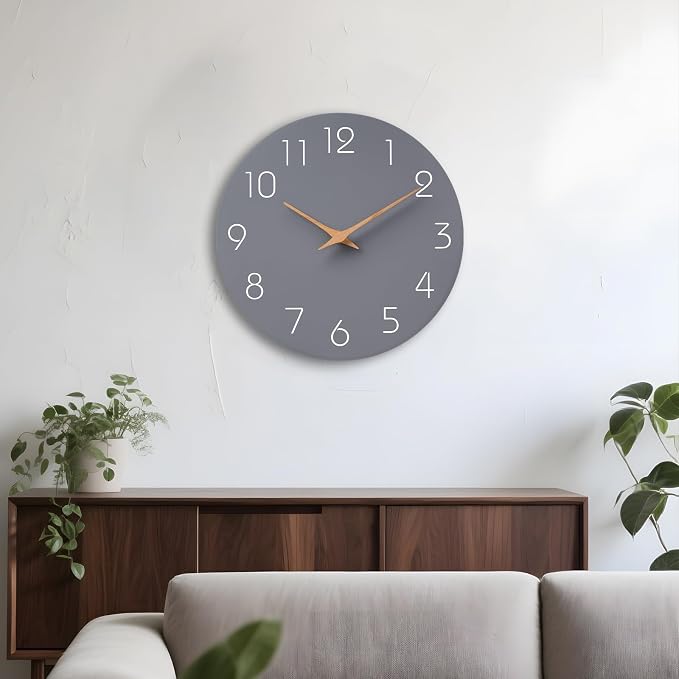 Mosewa Wall Clock 12" Silent Non-Ticking Battery Operated Modern Simple | Analog Kitchen Home Bathroom Living Room Bedroom Office Mordern Simple