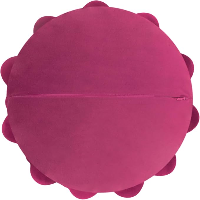 JWH Flower Throw Pillow Cover Decorative Round Pillow Case Floral Cushion for Bed Sofa Couch Car Decor 14 Inches Magenta