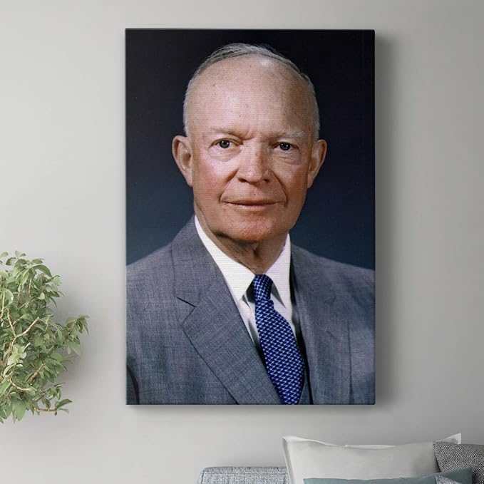 Renditions Gallery Dwight D. Eisenhower Presidental Portrait Wall Art, Premium Gallery Wrapped Canvas Decor, Ready to Hang, 27 in H x 16 in W, Made in America Print