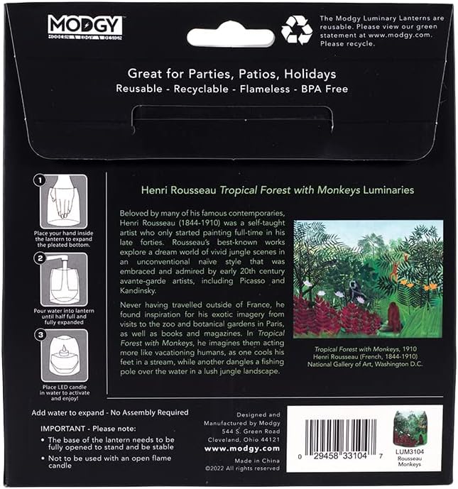 MODGY Luminary Lanterns Candle Holder Decorative Indoor Outdoor Decor, Lanterns for Wedding Centerpiece Decoration Outside Patio 4-Pack, with Flameless Floating LED Candles Rousseau Monkeys