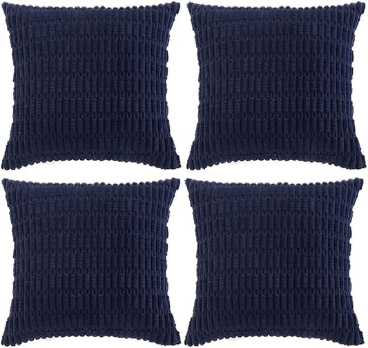 Fancy Homi 4 Packs Decorative Throw Pillow Covers for Living Room Couch Bed, Modern Farmhouse Boho Home Décor Accent Cushion Case, 20" x 20", Navy Blue