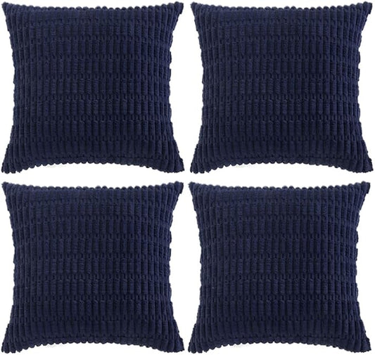 Fancy Homi 4 Packs Decorative Throw Pillow Covers for Living Room Couch Bed, Modern Farmhouse Boho Home Décor Accent Cushion Case, 22" x 22", Navy Blue