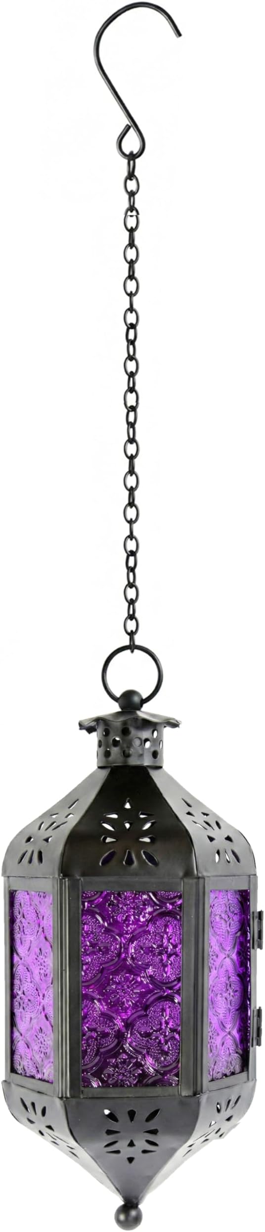 Vela Lanterns Decorative Indoor Moroccan Hanging Candle Holder, Purple, M