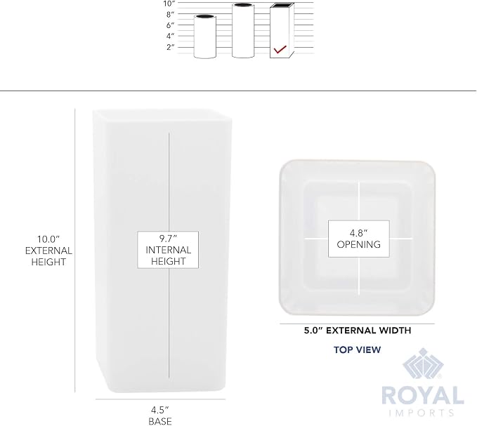 Royal Imports Flower Vase Acrylic Tall Rectangle - Decorative Centerpiece for Home or Wedding - Non Breakable Plastic, 5" X10 - White (Pack of 2)