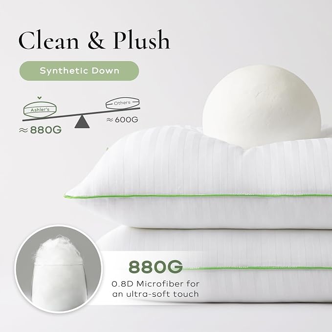 Ashler Synthetic Down 18x18 Pillow Inserts, Set of 2 | Down Alternative Throw Pillows Insert, Hypoallergenic Pillows, 100% Cotton Cover, Decorative Pillow for Sofa, Couch Bed