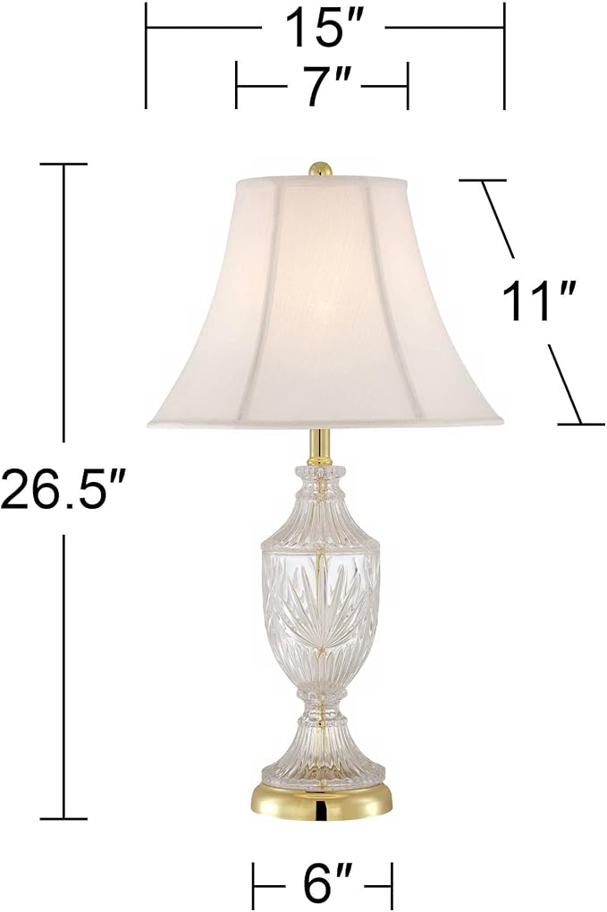 Jeannie 26 1/2" Tall Table Lamps Set of 2 Gold Brass Cut Clear Glass Urn