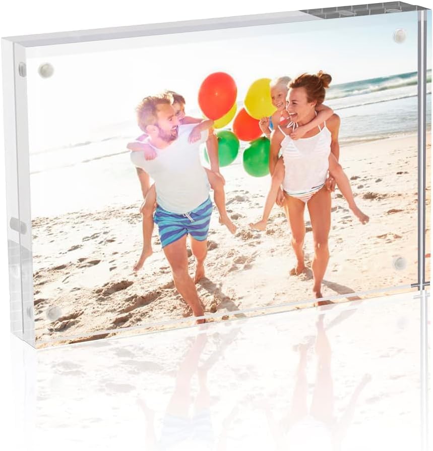 TWING 4x6 Acrylic Frame 1 Pack,24MM Thicker Frameless Clear Picture Frames