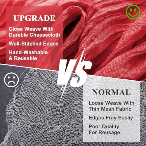 Wokceer Cheesecloth Table Runner Red 10FT Boho Gauze Runner, 4 Pack