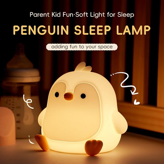 Penguin Night Light for Adults,Dimmable Cute Silicone Animal Nightlight with 7 Colors and 30min Timer Penguin Lamp, Rechargeable Bedside Touch Lamp for Kawaii Room Decor