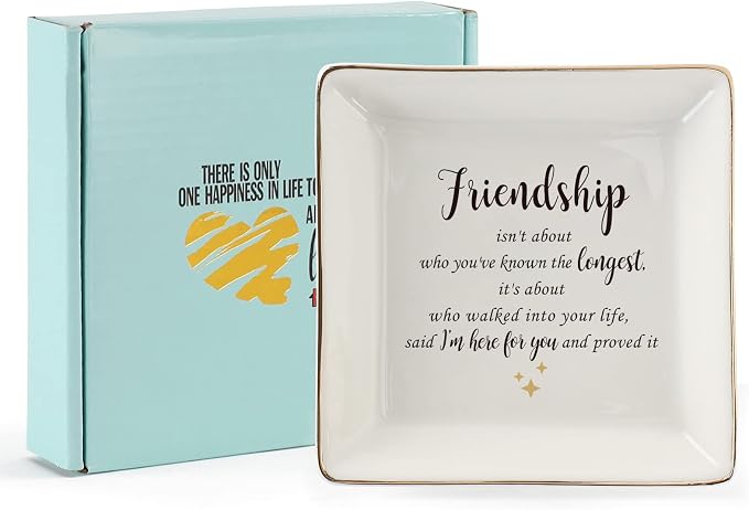 HOME SMILE Friendship Ring Dish　Decorative Tray-Friendship is not about who you've known the longest-Birthday Day Gifts for Betie,BFF-Sentimental Inspirational Gift for Cheer Up Women,Her