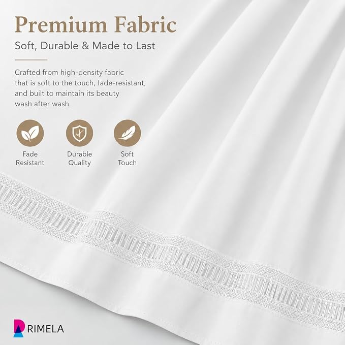 Ruffled Lace Bed Skirt King 15" Drop, Elastic Wrap Around Bedskirt | Solid Ruffled, Easy to Use, No Mattress Lifting, Wrinkle & Fade Resistant, with Adhesive Strips, Machine Wash/Dry/Iron