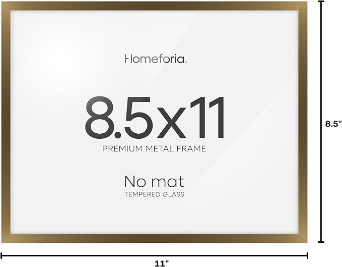 Homeforia 8.5x11 Bronze Diploma Frame, High-End Metal, Glass