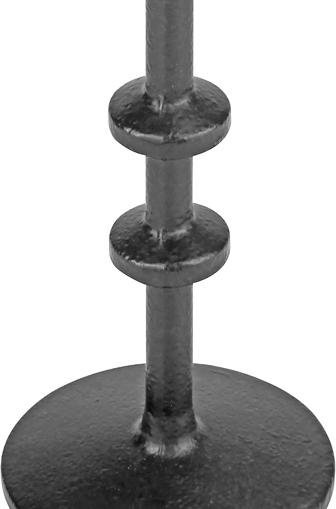 Stonebriar 9" Black Cast Iron Metal 2pc Taper Candle Holder Set, Large
