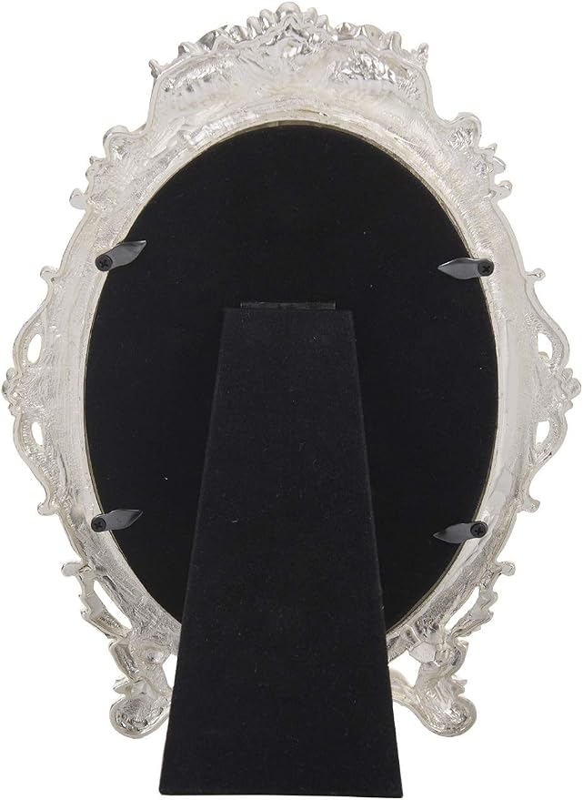 Vintage Vanity Makeup Mirror for Desk - Antique Small Table Decor, White | Art Nouveau Decorative with Stand, Frame for Tabletop Office Bedroom Furniture Room Bathroom Home Wall Dresser Accessories