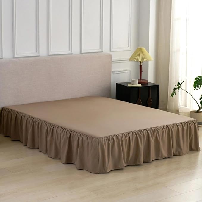 Bed Skirt Full Size Ruffled Bed Skirt, 16'' Full Dust Ruffle Bed Skirts | With Split Corners, Dust Ruffle with Platform, Microfiber, Breathable, Soft, Easy Fit, Mocha