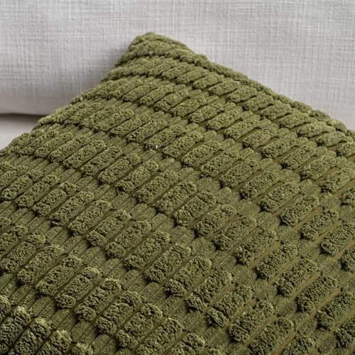 Fancy Homi 4 Packs Decorative Throw Pillow Covers for Living Room Couch Bed, Modern Farmhouse Boho Home Décor Accent Cushion Case, 24" x 12", Moss Green